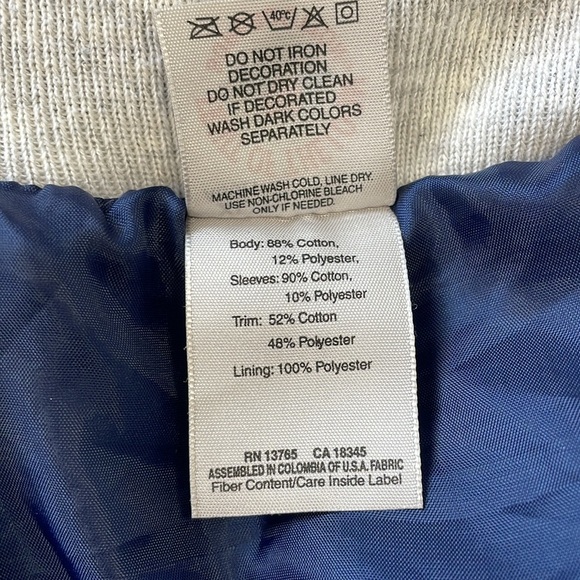 Continental Airlines Logo Lined Baseball Style Jacket Adult XL Gray Blue - Picture 7 of 9